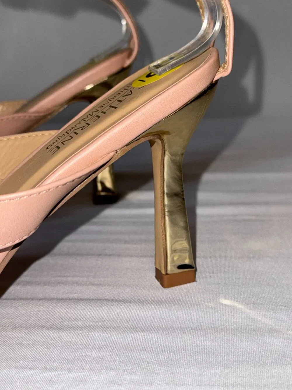 9 Catherine Malandrino Chacha Blush Pink Nude Ankle Strap Sandals Gold Heels